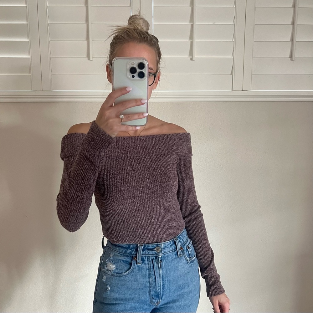 Off the shoulder sweater bodysuit